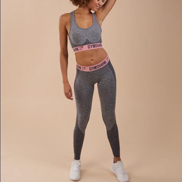 Gymshark Pants - Gymshark Flex leggings charcoal marl peach pink S